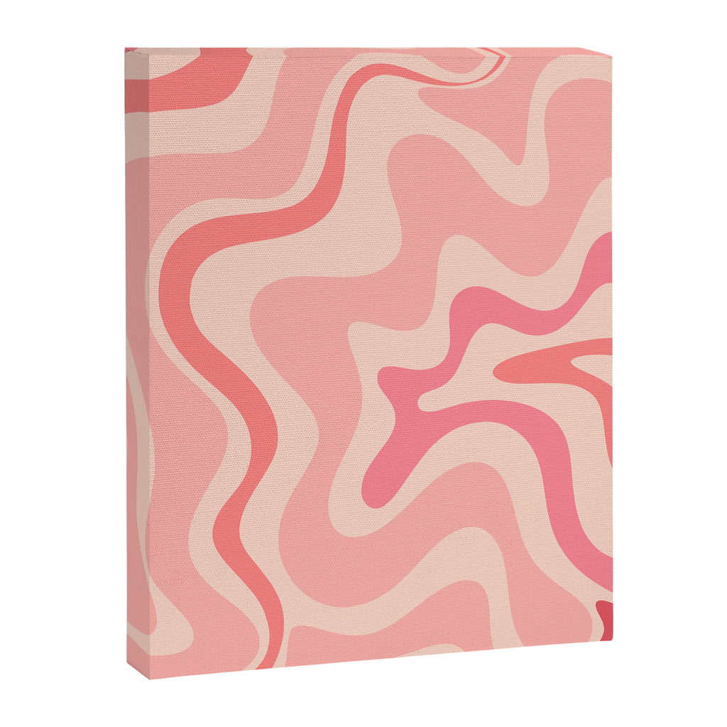 Retro Liquid Swirl Abstract in Soft Pink Canvas Print Gallery Image 6