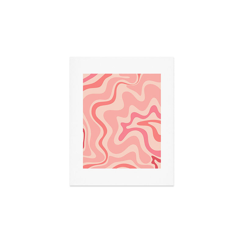 Retro Liquid Swirl Abstract in Soft Pink Art Print Gallery Image 1