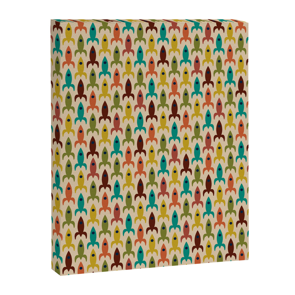 Little Rockets - Atomic Age Mid-Century Modern Pattern in Mid Mod Multicolour  Canvas Print Gallery Image 8