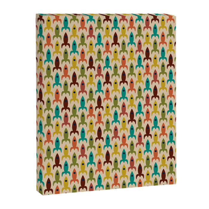 Little Rockets - Atomic Age Mid-Century Modern Pattern in Mid Mod Multicolour  Canvas Print Gallery Image 1
