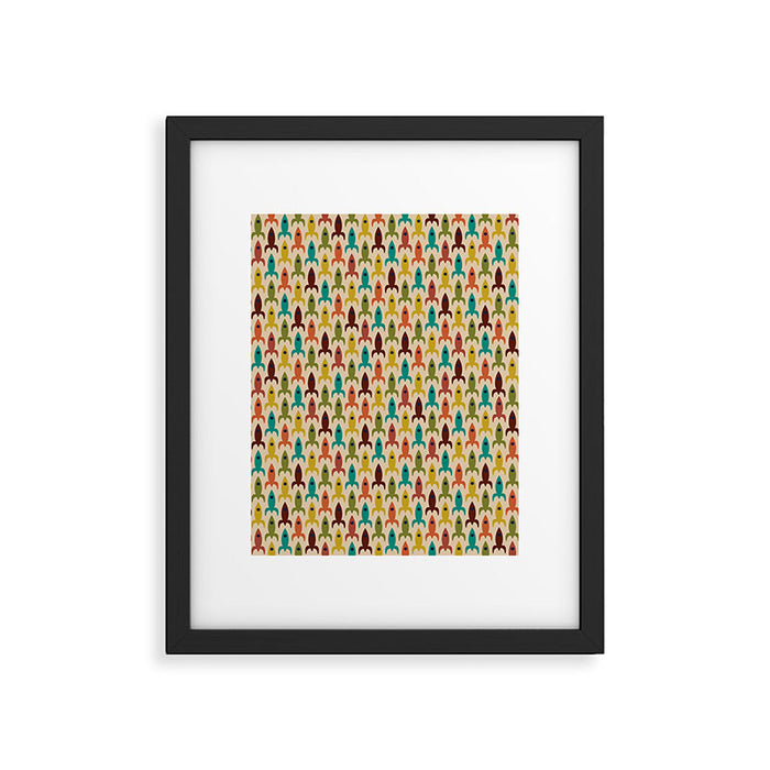 Little Rockets - Atomic Age Mid-Century Modern Pattern in Mid Mod Multicolour  Framed Art Print Gallery Image 1