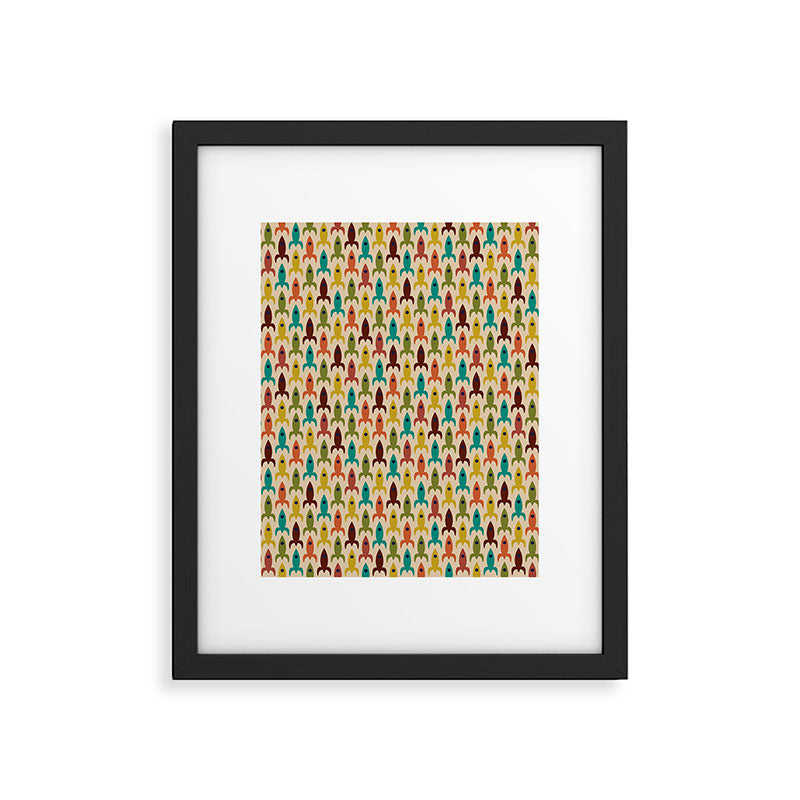 Little Rockets - Atomic Age Mid-Century Modern Pattern in Mid Mod Multicolour  Framed Art Print Gallery Image 6