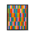 Long Blocks Colourful Geometric Check Pattern in Rainbow Pop Colors Framed Canvas Print Gallery Image 8