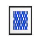Long Blocks Geometric Check Pattern Royal Blue, Light Blue, White Framed Art Print Gallery Image 6
