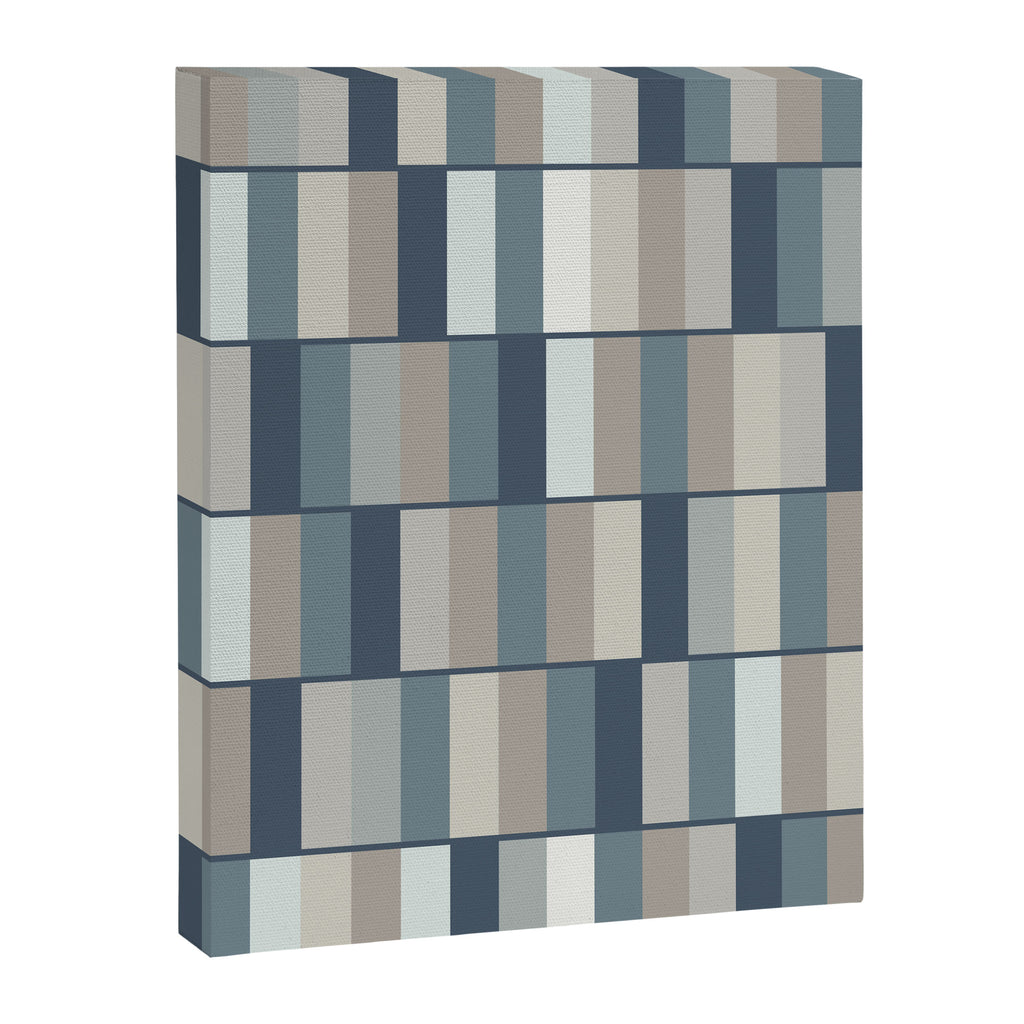 Long Blocks Geometric Pattern in Neutral Blue Grey Tones  Canvas Print Gallery Image 8
