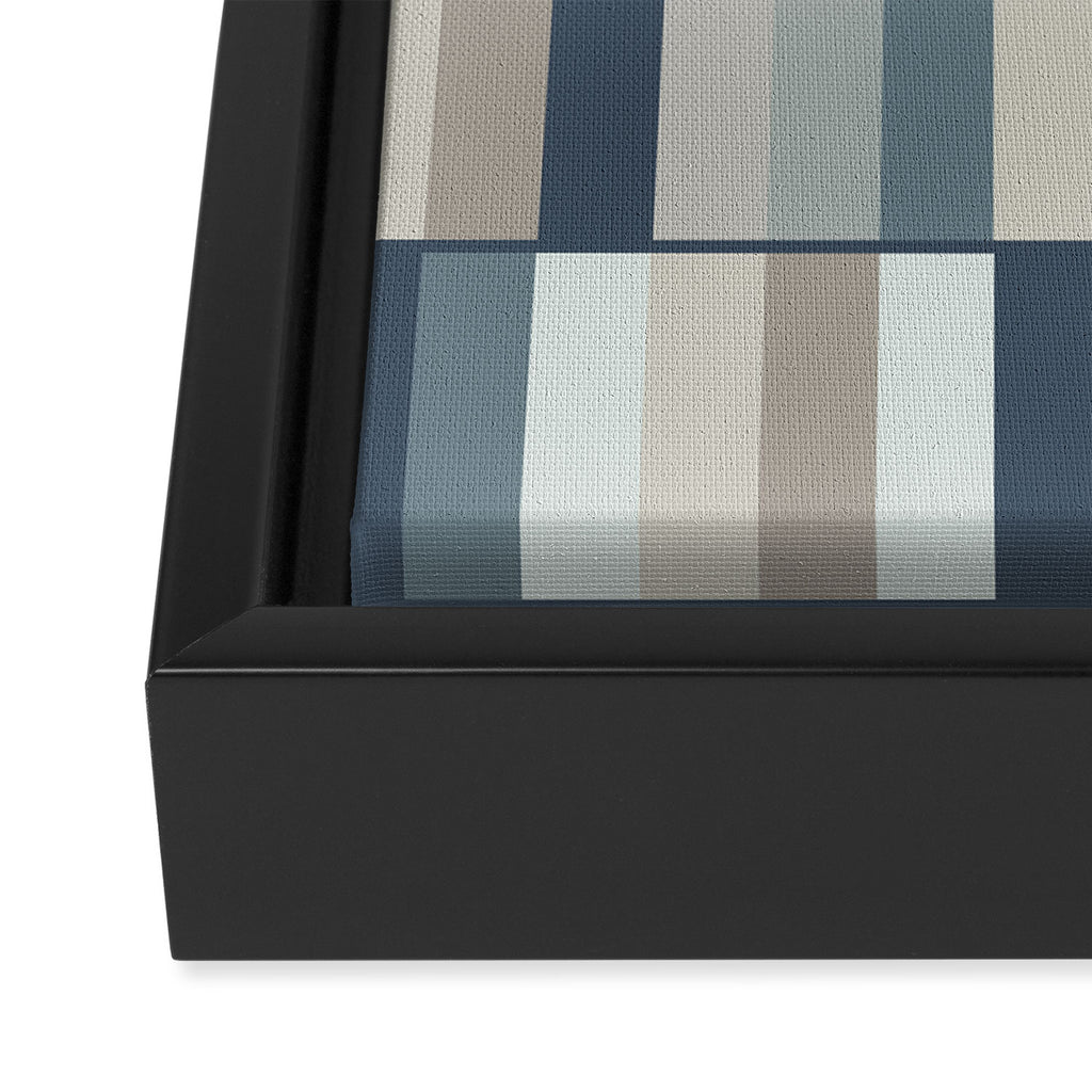 Long Blocks Geometric Pattern in Neutral Blue Grey Tones  Framed Canvas Print Gallery Image 3