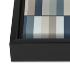 Long Blocks Geometric Pattern in Neutral Blue Grey Tones  Framed Canvas Print Gallery Image 3
