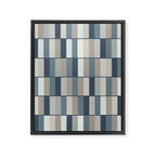 Long Blocks Geometric Pattern in Neutral Blue Grey Tones  Framed Canvas Print Gallery Image 8