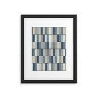 Long Blocks Geometric Pattern in Neutral Blue Grey Tones  Framed Art Print Gallery Image 6