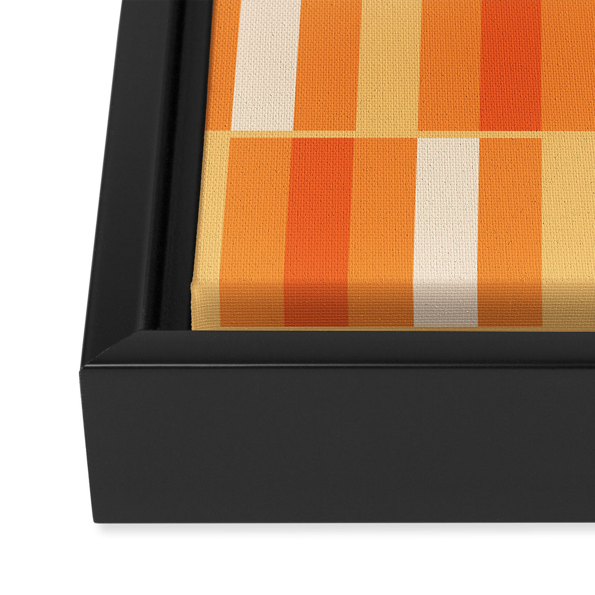 Long Blocks Retro Geometric Check Pattern in Tangerine Medium Orange Tones Framed Canvas Print Gallery Image 3