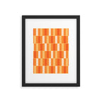 Long Blocks Retro Geometric Check Pattern in Tangerine Medium Orange Tones Framed Art Print Gallery Image 6