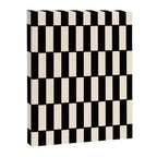 Long Blocks Retro Modern Geometric Checked Pattern in Black and Almond Cream Canvas Print Gallery Image 8