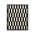 Long Blocks Retro Modern Geometric Checked Pattern in Black and Almond Cream Framed Canvas Print Gallery Image 8