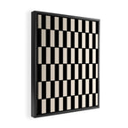 Long Blocks Retro Modern Geometric Checked Pattern in Black and Almond Cream Framed Canvas Print Gallery Image 2