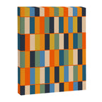 Long Blocks Retro Modern Minimalist Geometric Checked Pattern Blue Mustard Orange Eucalyptus Canvas Print Gallery Image 8