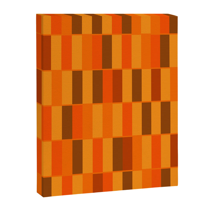 Long Blocks Retro Modern Minimalist Geometric Checked Pattern in 70s Orange and Brown Canvas Print Gallery Image 1
