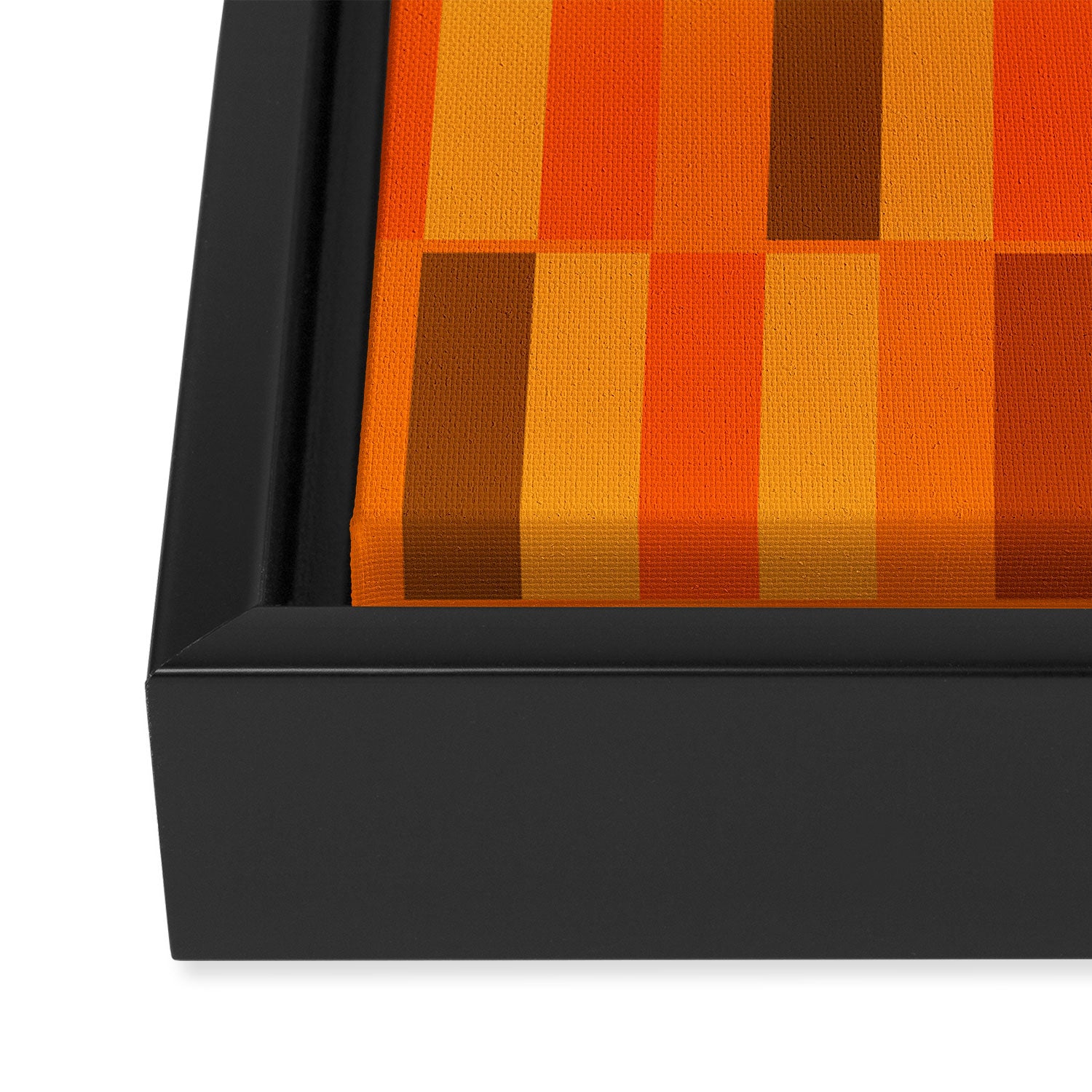 Long Blocks Retro Modern Minimalist Geometric Checked Pattern in 70s Orange and Brown Framed Canvas Print Gallery Image 3