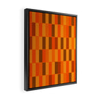 Long Blocks Retro Modern Minimalist Geometric Checked Pattern in 70s Orange and Brown Framed Canvas Print Gallery Image 2