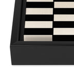 Long Blocks Vertical Horizontal Geometric Minimalist Pattern in Black and Almond Cream Framed Canvas Print Gallery Image 3