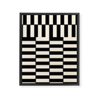 Long Blocks Vertical Horizontal Geometric Minimalist Pattern in Black and Almond Cream Framed Canvas Print Gallery Image 8