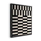 Long Blocks Vertical Horizontal Geometric Minimalist Pattern in Black and Almond Cream Framed Canvas Print Gallery Image 2