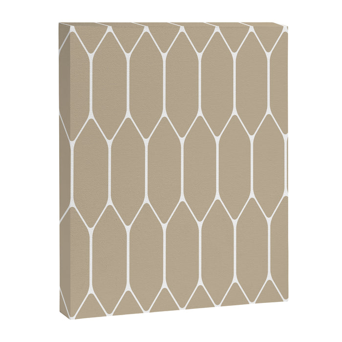 Long Honeycomb Geometric Minimalist Pattern in White and Neutral Flax Canvas Print Gallery Image 1