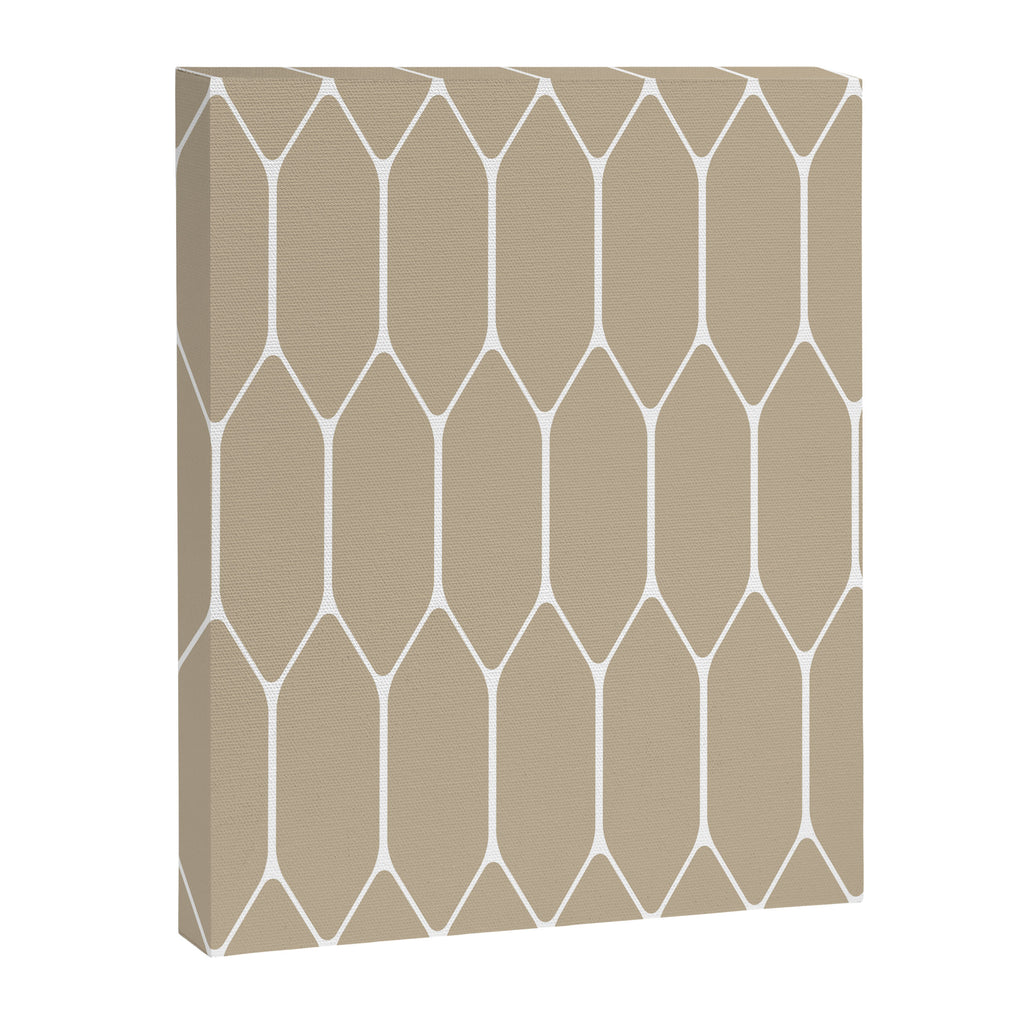 Long Honeycomb Geometric Minimalist Pattern in White and Neutral Flax Canvas Print Gallery Image 8