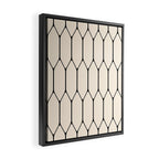 Long Honeycomb Geometric Minimalist Pattern in Almond Cream and Black Framed Canvas Print Gallery Image 2