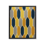 Long Honeycomb Geometric Pattern in Mustard Yellow, Navy Blue, Gray, and White Framed Canvas Print Gallery Image 8