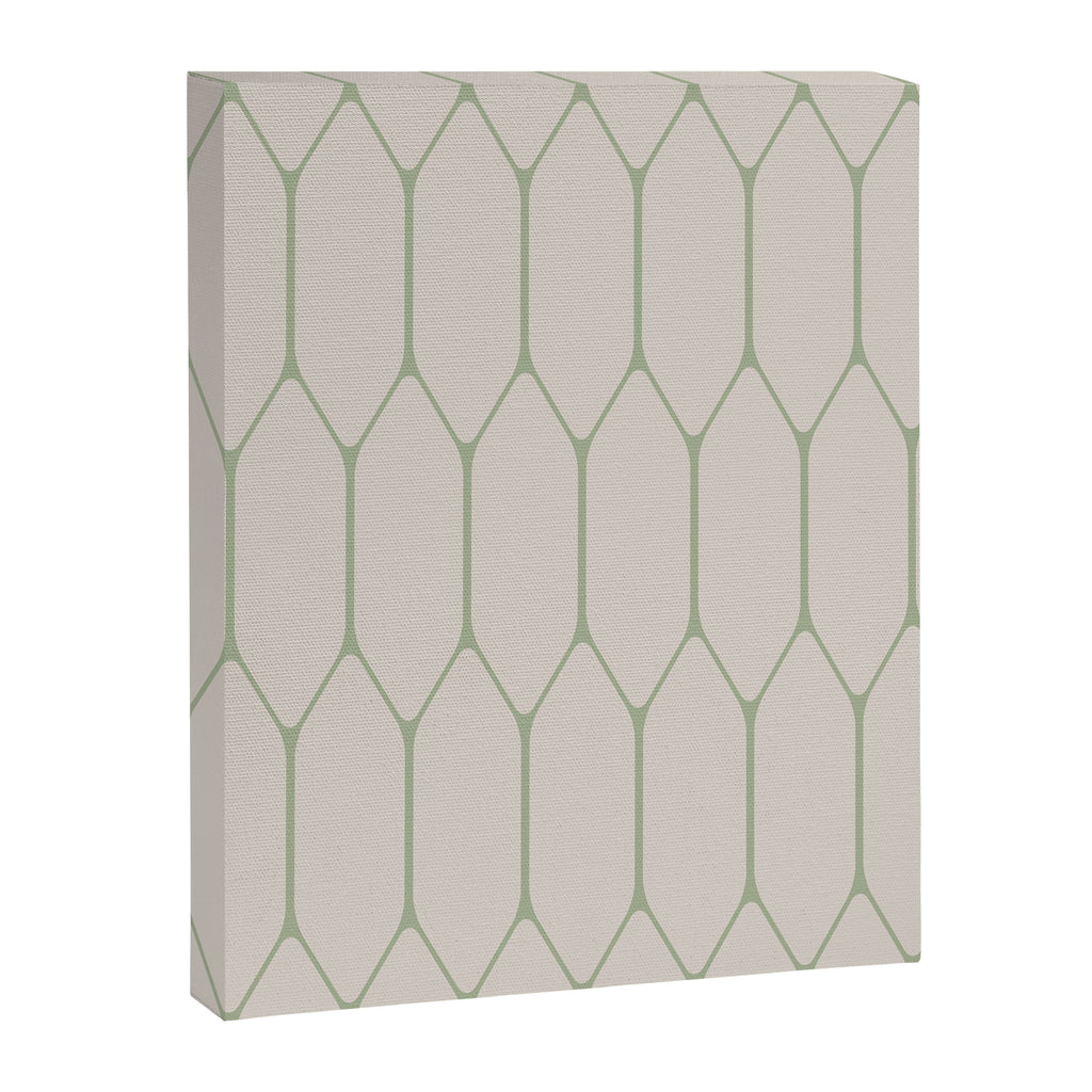 Long Honeycomb Minimalist Geometric Pattern in Beige and Sage Green Canvas Print Gallery Image 8