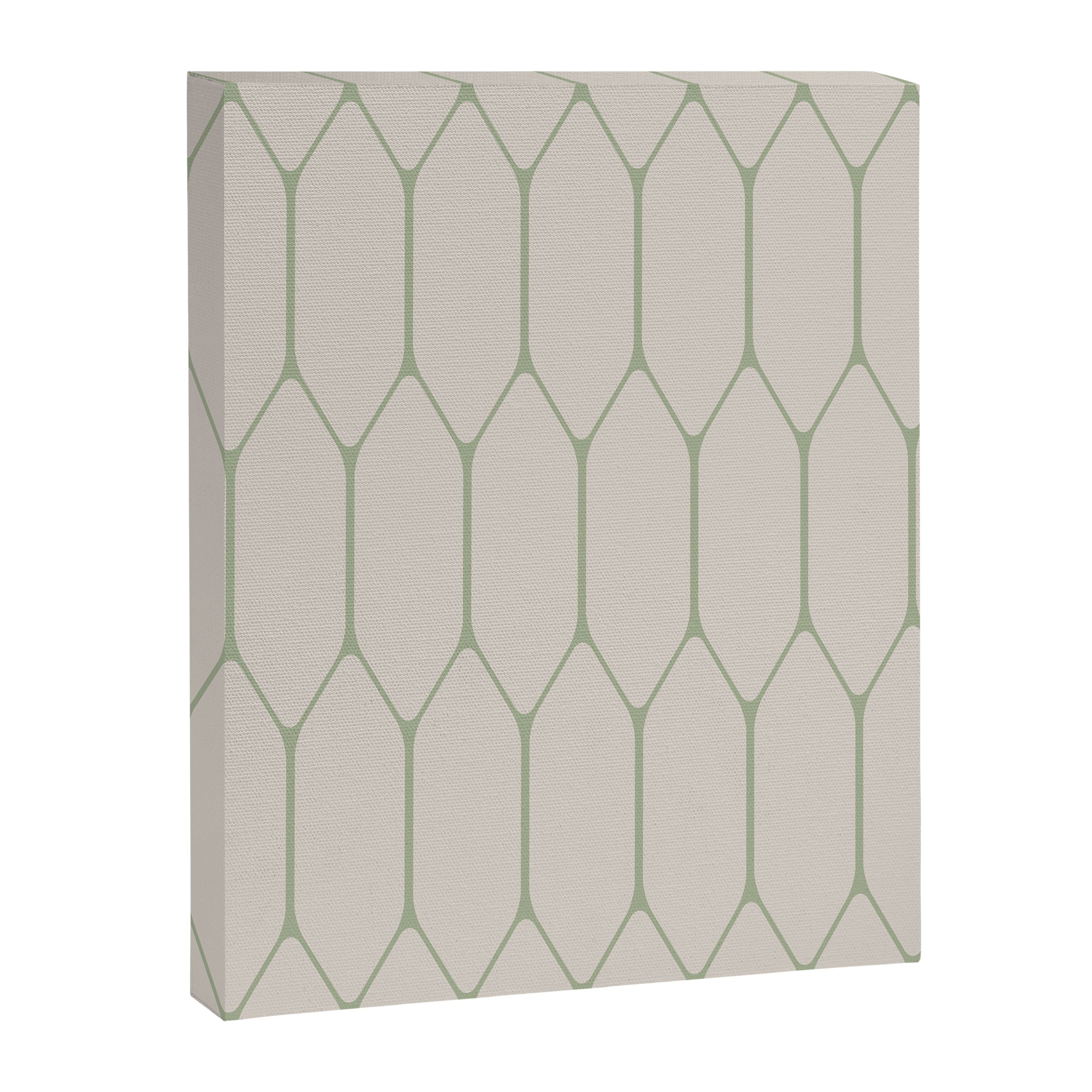 Long Honeycomb Minimalist Geometric Pattern in Beige and Sage Green Canvas Print Gallery Image 8