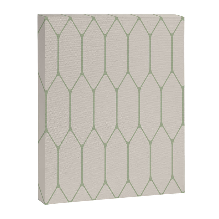 Long Honeycomb Minimalist Geometric Pattern in Beige and Sage Green Canvas Print Gallery Image 1