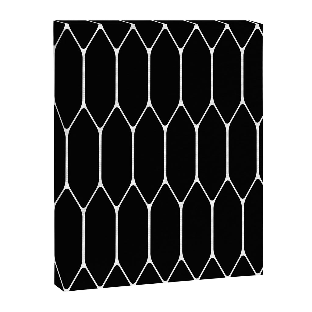 Long Honeycomb - Minimalist Geometric Pattern in Black and White Canvas Print Gallery Image 8