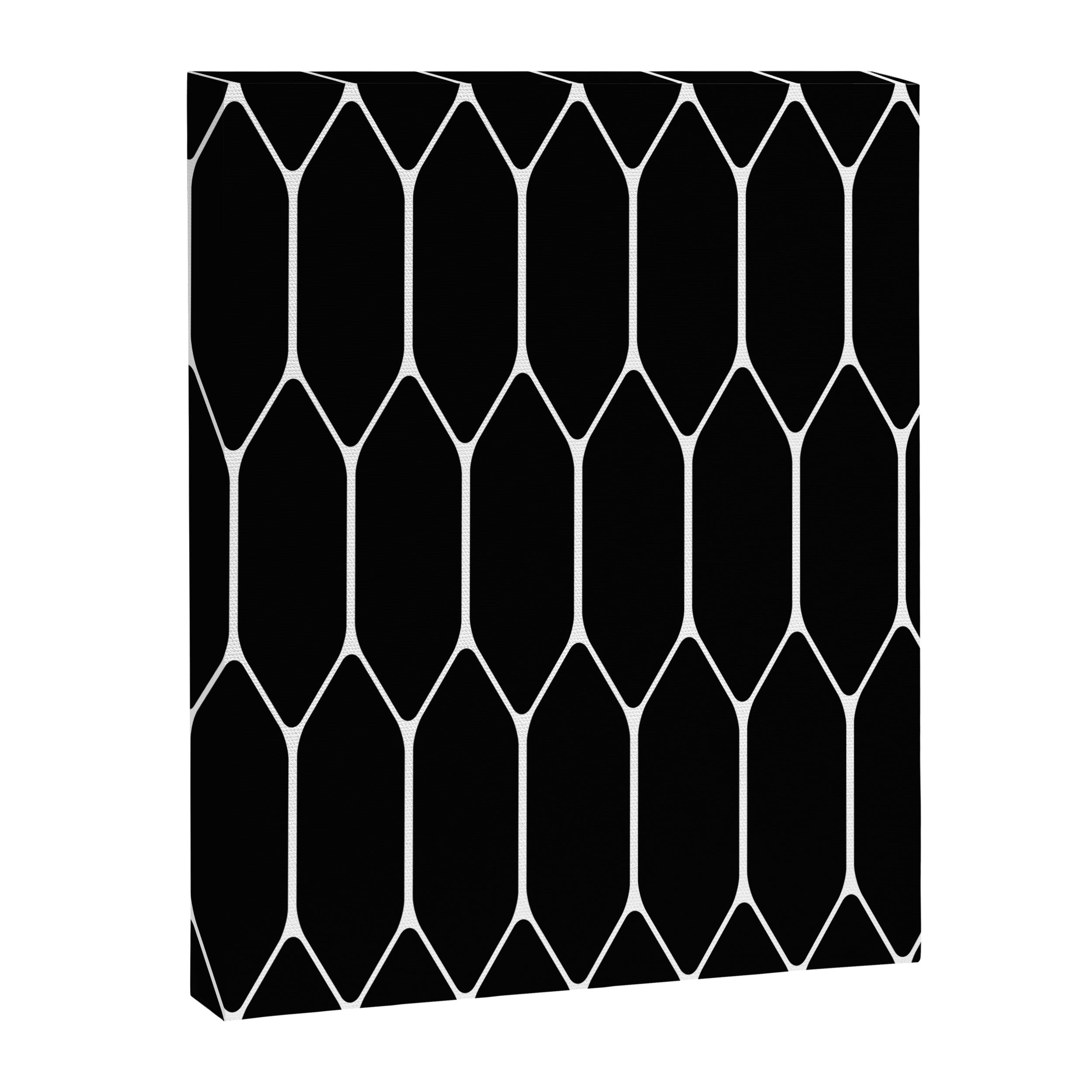 Long Honeycomb - Minimalist Geometric Pattern in Black and White Canvas Print Gallery Image 8