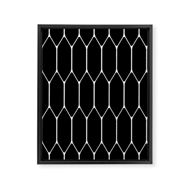 Long Honeycomb - Minimalist Geometric Pattern in Black and White Framed Canvas Print Gallery Image 8