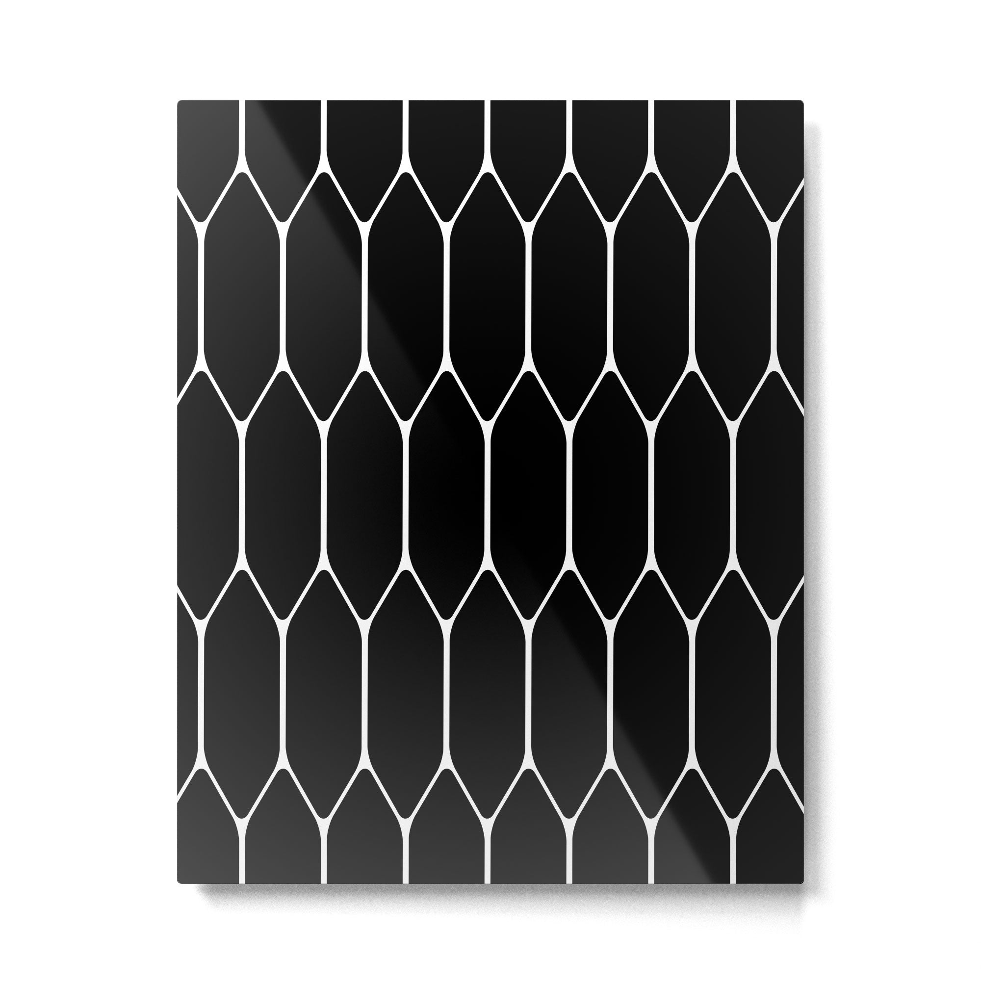Long Honeycomb - Minimalist Geometric Pattern in Black and White Metal Print Gallery Image 6