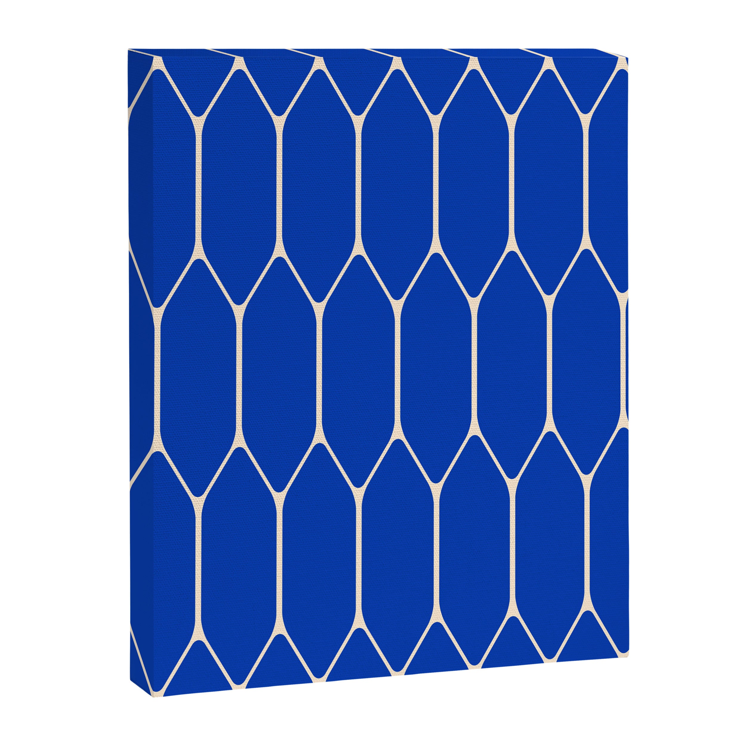 Long Honeycomb Minimalist Geometric Pattern in Bright Blue and Cream  Canvas Print Gallery Image 8