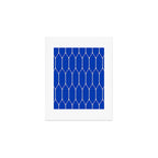 Long Honeycomb Minimalist Geometric Pattern in Bright Blue and Cream  Art Print Gallery Image 1