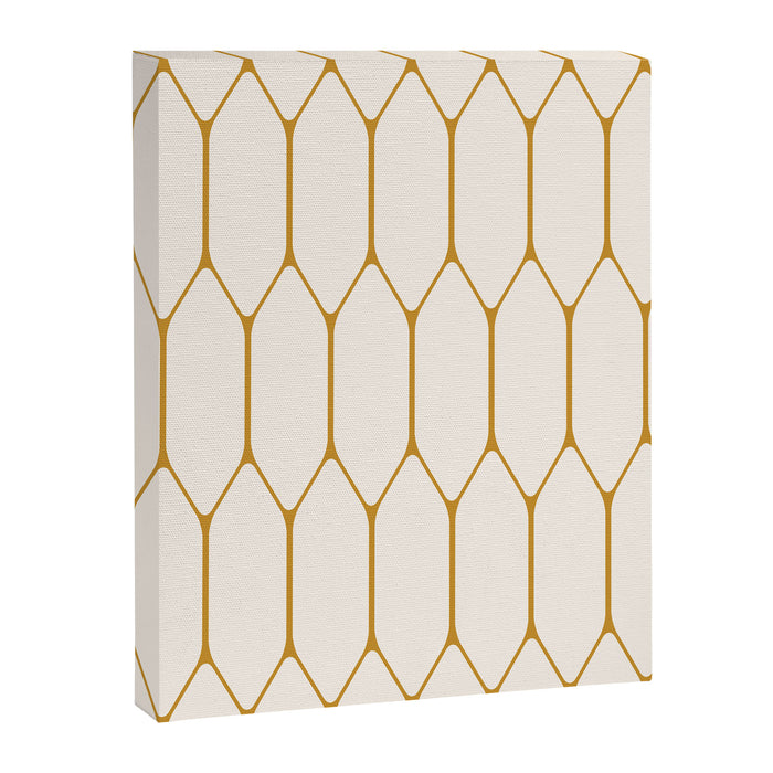 Long Honeycomb - Minimalist Geometric Pattern in Cream and Dark Mustard Canvas Print Gallery Image 1