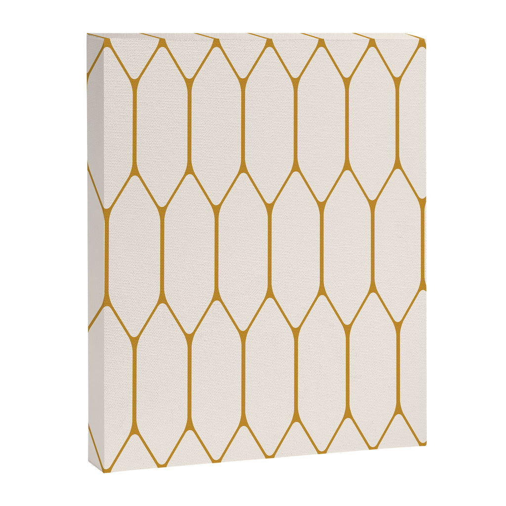 Long Honeycomb - Minimalist Geometric Pattern in Cream and Dark Mustard Canvas Print Gallery Image 8