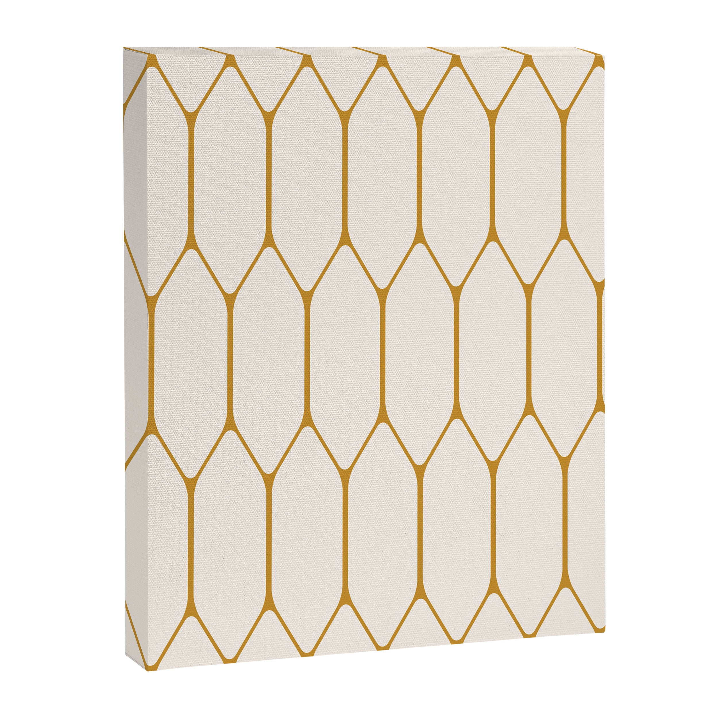 Long Honeycomb - Minimalist Geometric Pattern in Cream and Dark Mustard Canvas Print Gallery Image 8