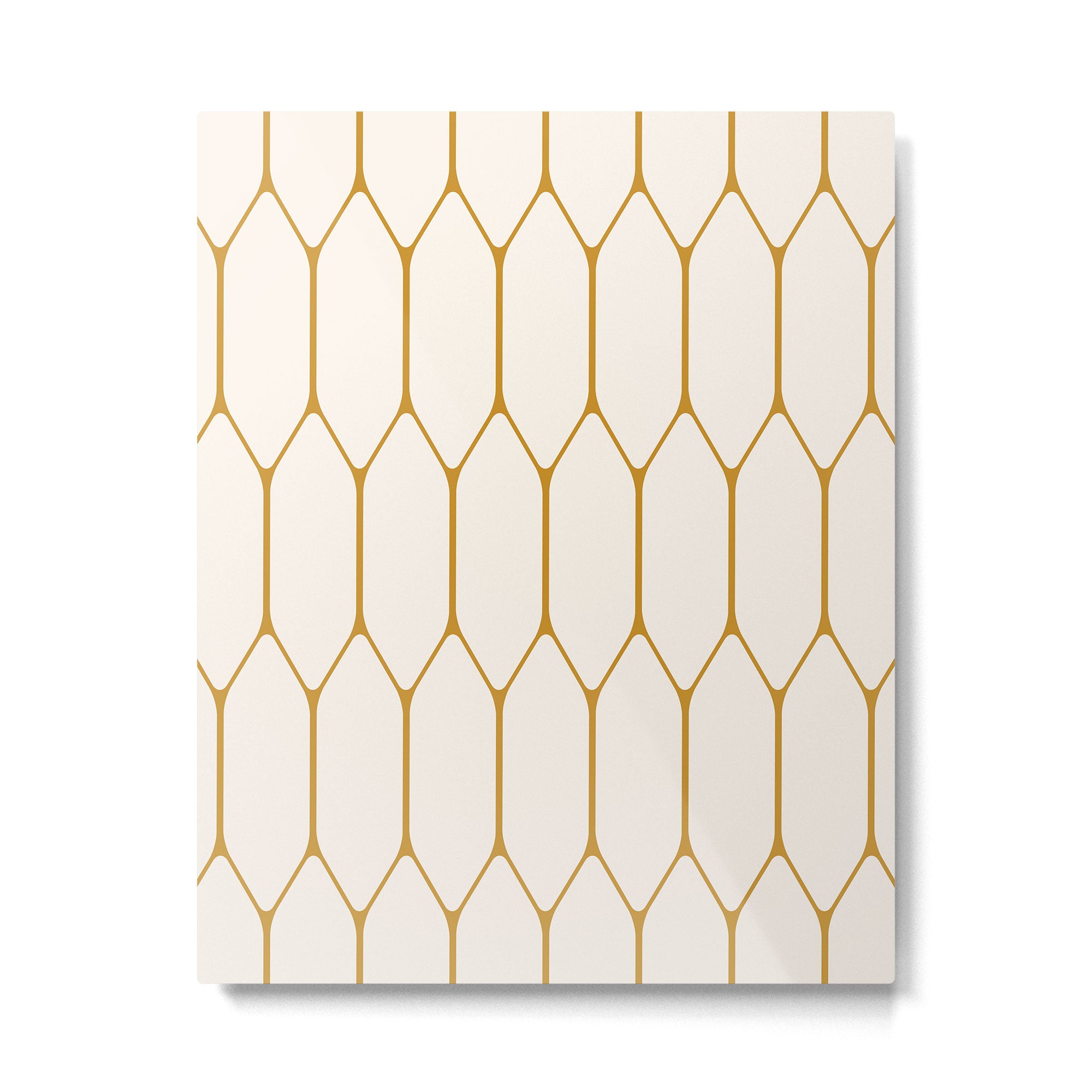 Long Honeycomb - Minimalist Geometric Pattern in Cream and Dark Mustard Metal Print Gallery Image 6