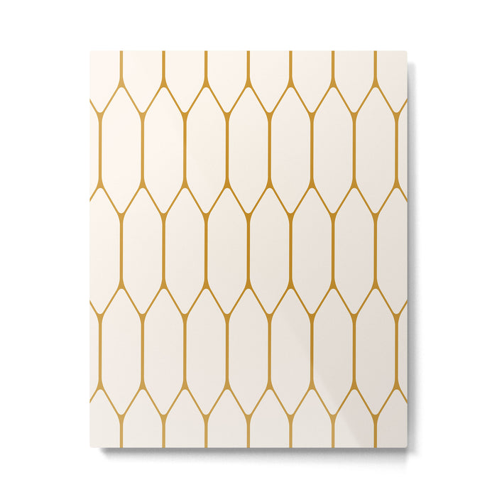 Long Honeycomb - Minimalist Geometric Pattern in Cream and Dark Mustard Metal Print Gallery Image 1