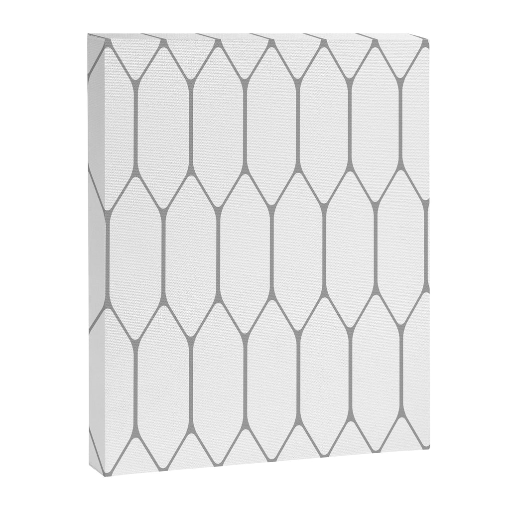 Long Honeycomb Minimalist Geometric Pattern in Gray and White Canvas Print Gallery Image 8