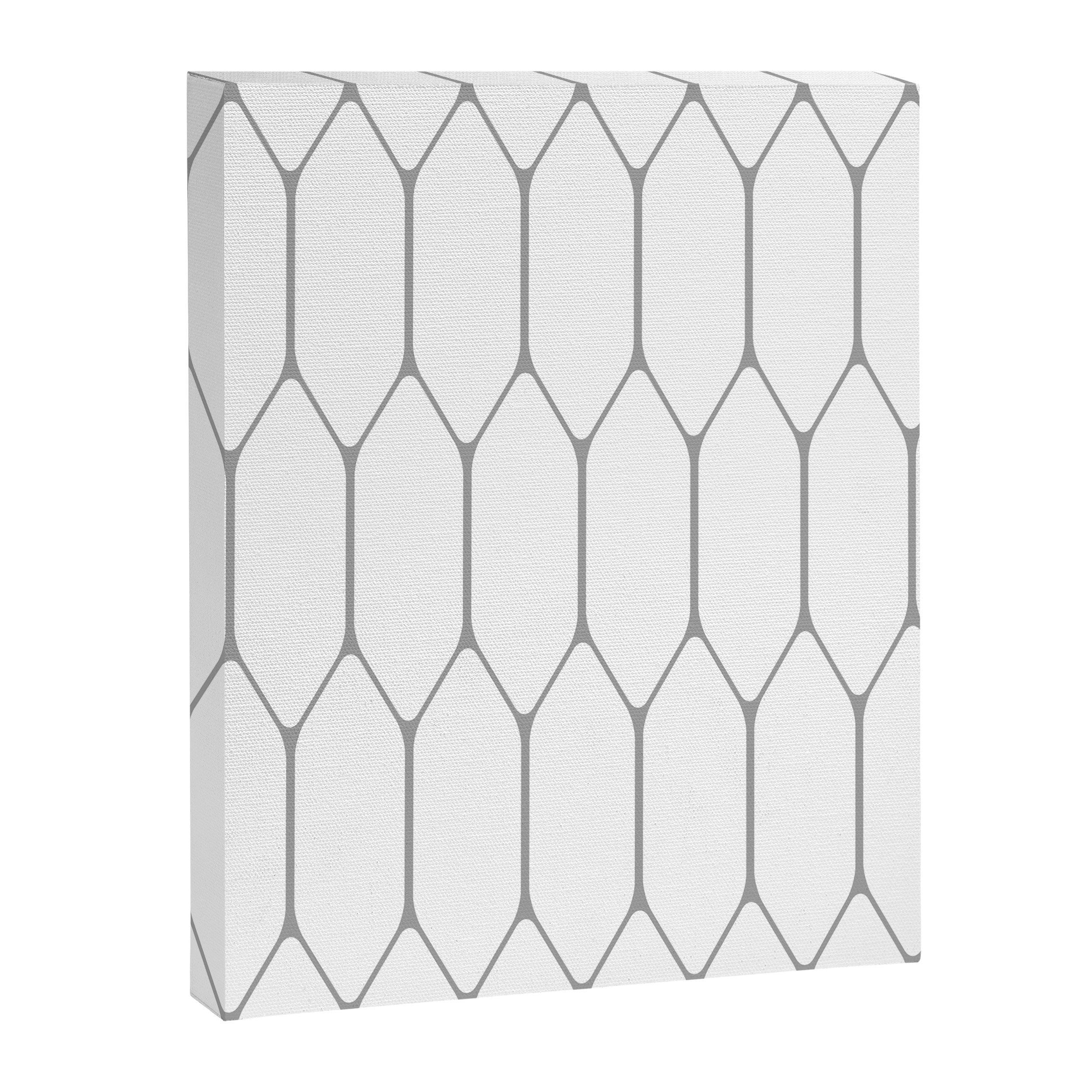 Long Honeycomb Minimalist Geometric Pattern in Gray and White Canvas Print Gallery Image 8