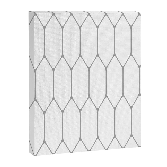 Long Honeycomb Minimalist Geometric Pattern in Gray and White Canvas Print Gallery Image 1