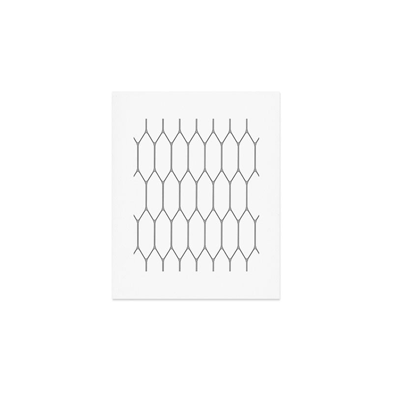 Long Honeycomb Minimalist Geometric Pattern in Gray and White Art Print Gallery Image 1