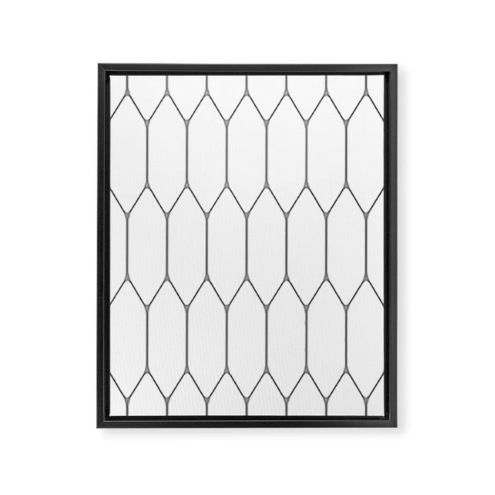 Long Honeycomb Minimalist Geometric Pattern in Gray and White Framed Canvas Print Gallery Image 1