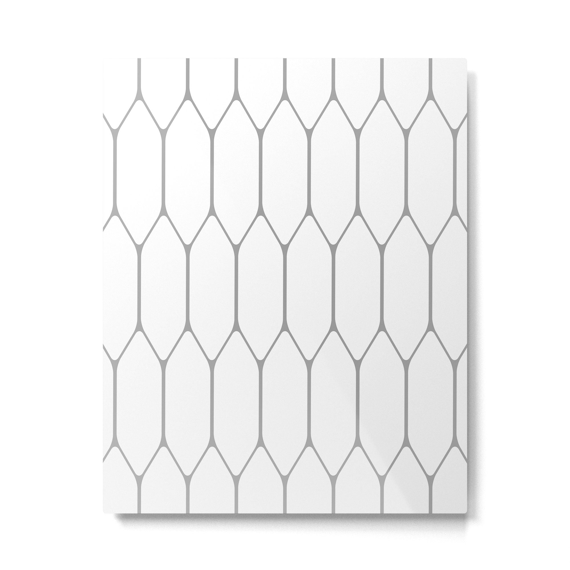 Long Honeycomb Minimalist Geometric Pattern in Gray and White Metal Print Gallery Image 6