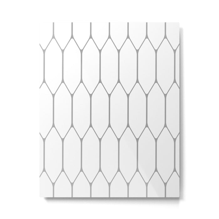 Long Honeycomb Minimalist Geometric Pattern in Gray and White Metal Print Gallery Image 1